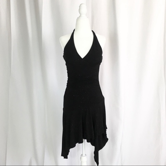 City Triangles Dresses & Skirts - Black sparkle halter handkerchief dress size M